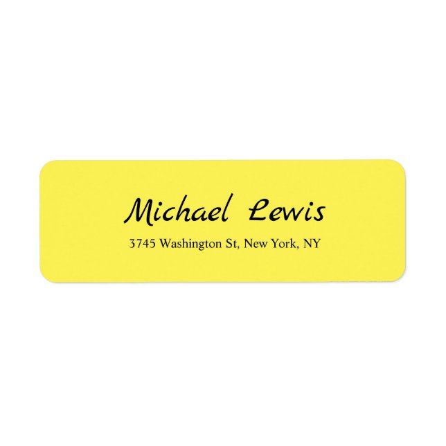 Etiqueta Mínimo Amarelo Simples de Script Elegante (Frente)