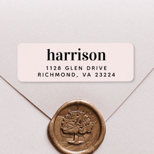 Etiqueta Mínimo de endereço de retorno cor-de-rosa monogram