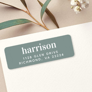 Etiqueta Mínimo de moderno lettering Sage Green Return Ende