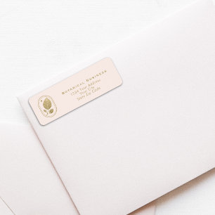 Etiqueta Mínimo Dourado Endereço Botânico Suave Pink Folha