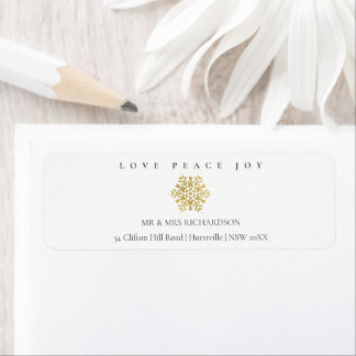 Etiqueta Mínimo Dourado Snowflake Love Joy Address