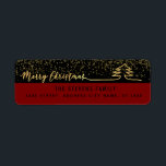 Etiqueta Mínimo guião de ouro moderno Merry Christmas Labe<br><div class="desc">Escrita moderna minimalista Árvore de Natal Feliz. Design profissional moderno e atraente com o toque contemporâneo. Um toque de elegância e estilo.Personalize com os detalhes do seu monograma inicial,  nome e endereço.</div>