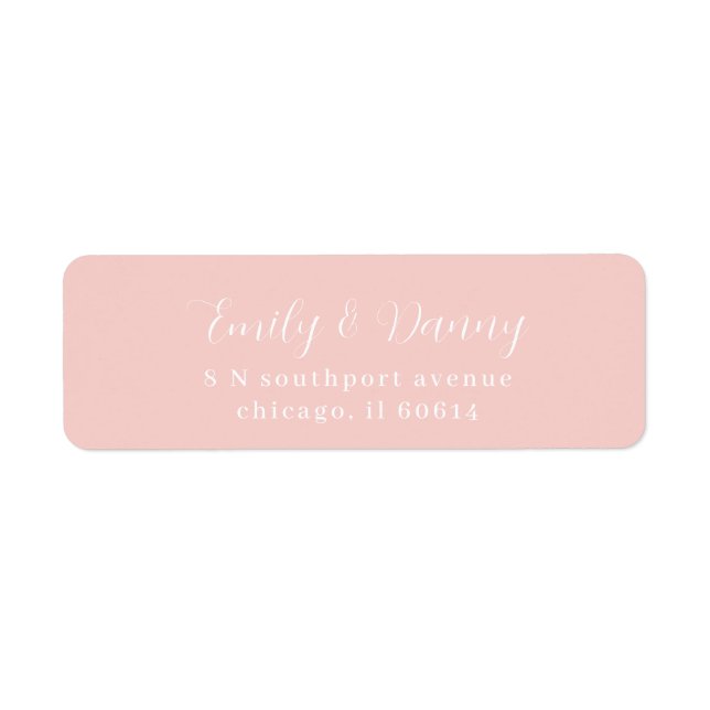 Etiqueta Mínimo Peach Rosa Elegante Endereço (Frente)