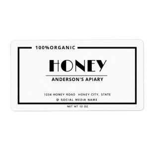 Etiqueta Mínimo preto e branco Mel