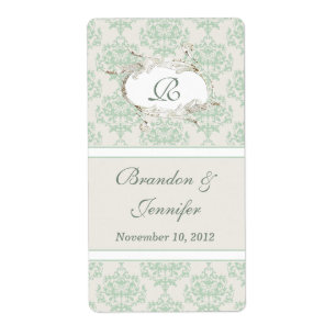 Etiqueta Mint Cottage Chic Damask Mini Wine Labs