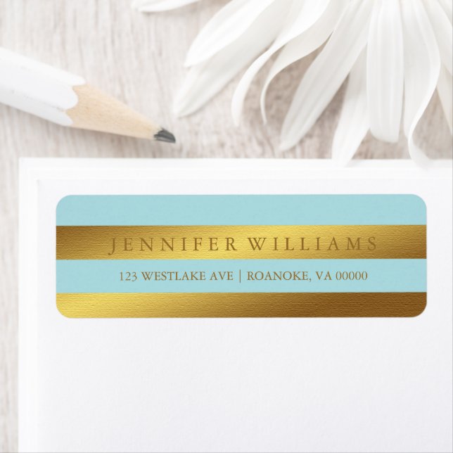 Etiqueta Mint Modern Faux Gold Foil Stripes (Insitu)