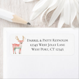 Etiqueta Mint Pink Deer Christmas