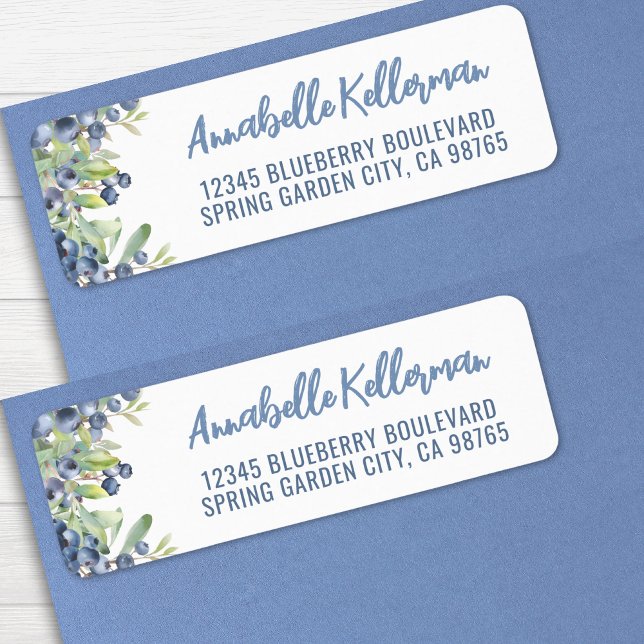 Etiqueta Mirim de Mirtilo Doce Endereço de Retorno (Blueberry Berry Sweet Return Address label)