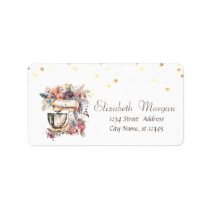 Etiqueta Mistura Floral Aquarela Confete Dourado