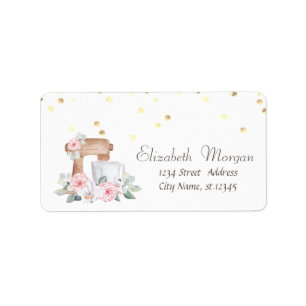 Etiqueta Misturador de Aquarela Flores Confete Dourado