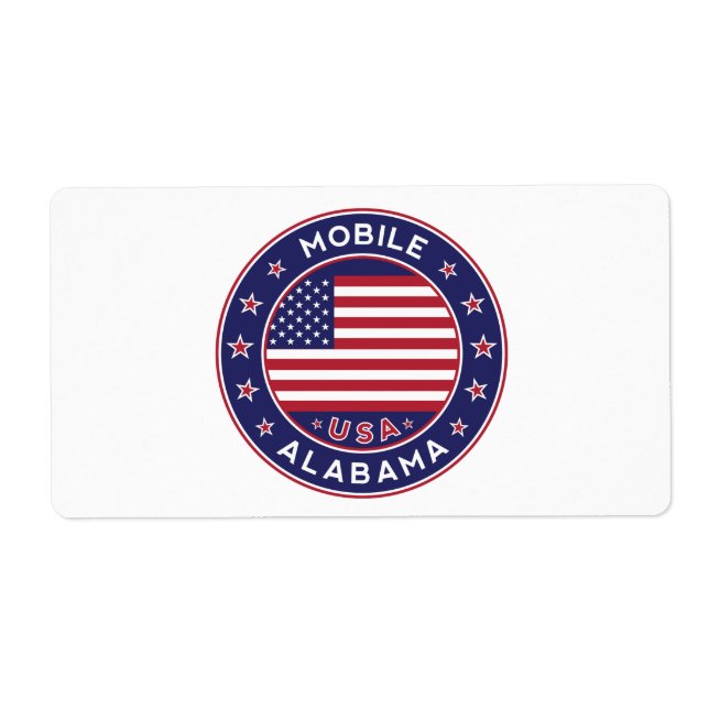 Etiqueta Mobile, Alabama (Frente)