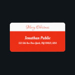 Etiqueta Modelo Branco Vermelho - Script Merry Christmas Ad<br><div class="desc">Rótulo de Endereço de Natal Merry White Modelo Script.</div>