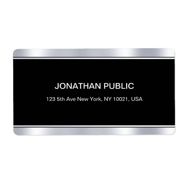 Etiqueta Modelo de Elegante Preto de Glamor Moderno (Frente)