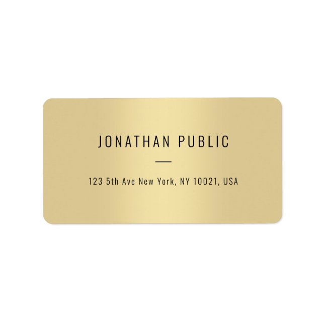 Etiqueta Modelo de Endereço Simples Moderno Dourado Persona (Frente)