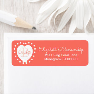 Etiqueta Modelo de pontos corais de giz monograma