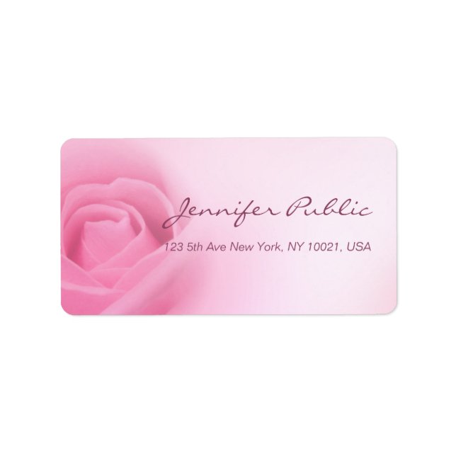 Etiqueta Modelo de Script Calligrafado Rosa Rosa Rosa Moder (Frente)