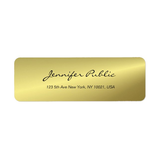 Etiqueta Modelo de Script Dourado Elegante Moderno (Frente)