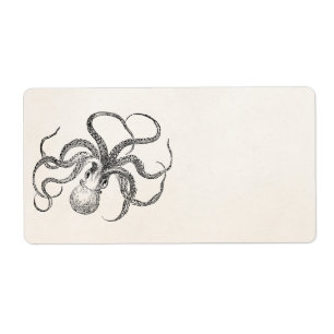 Etiqueta Modelo do polvo do vintage no papel antigo