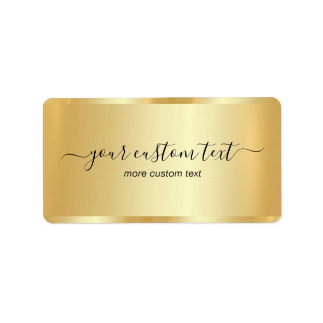 Etiqueta Modelo Dourado Seu Texto Personalizado Endereço de (Frente)