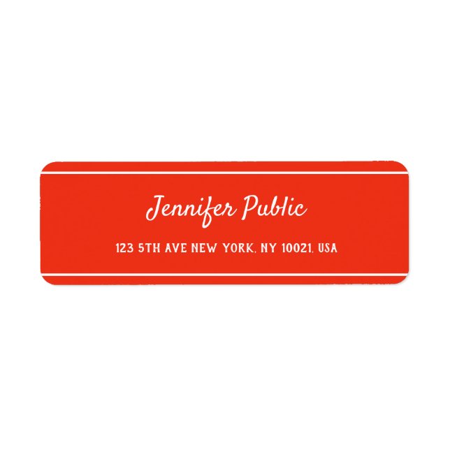 Etiqueta Modelo Elegante de Manuscrito de Natal Branco Verm (Frente)