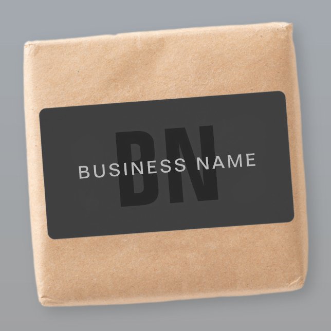 Etiqueta Modelo Monograma Editável Cinza (Criador carregado)