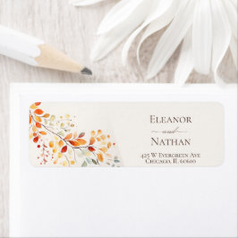 Etiqueta Modern Boho Watercolor Autumn Deixa Casamento