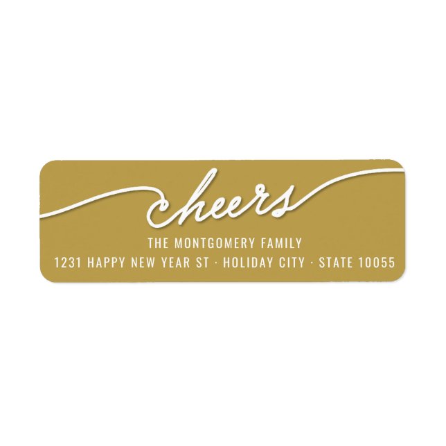 Etiqueta Modern Cheers Calliographic Endereço de Férias Dou (Frente)