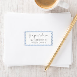 Etiqueta Modern Chic Gingham Pastel Blue Address