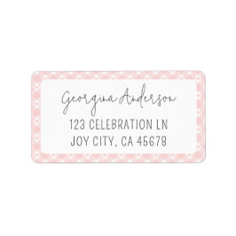 Etiqueta Modern Chic Gingham Pastel Blush Pink Endereço