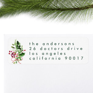 Etiqueta Modern Christmas Greenery Holiday Return Address