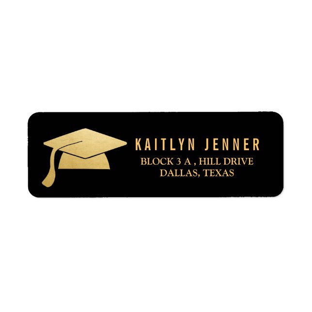 Etiqueta Modern Faux Gold Foil Graduação Que Simples Casual (Frente)