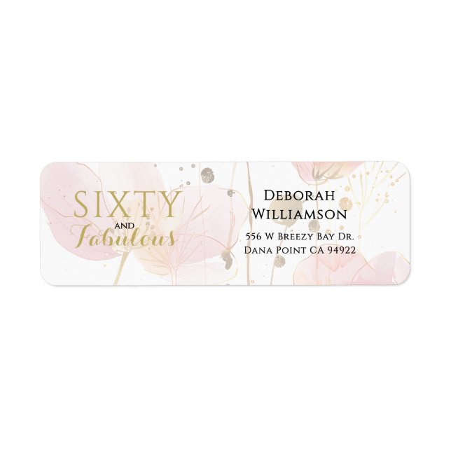Etiqueta Modern Floral Sixty and Fabulous Bold (Frente)