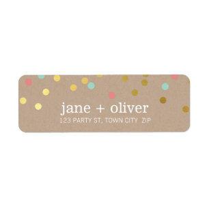 Etiqueta MODERN fofo confetti spots dourado menta coral