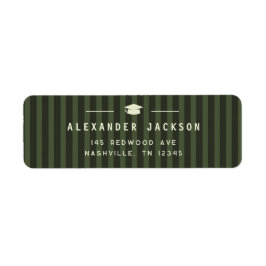 Etiqueta Modern Green Stripes Graduation Return Address