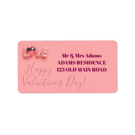 ETIQUETA  MODERN  HEART PINK VALENTINES DAY  