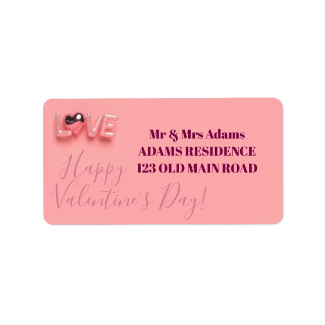 ETIQUETA  MODERN  HEART PINK VALENTINES DAY   (Frente)