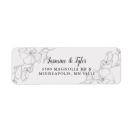 Etiqueta Modern Ivory Magnolia Flowers Endereço de Retorno