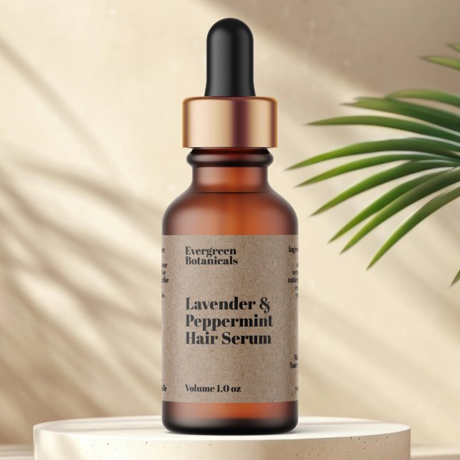 Etiqueta Modern Kraft Paper Cosmetics Dropper Bottle Label (Criador carregado)