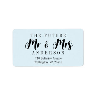 Etiqueta Modern Light Blue O Futuro Sr. e Sra. Script