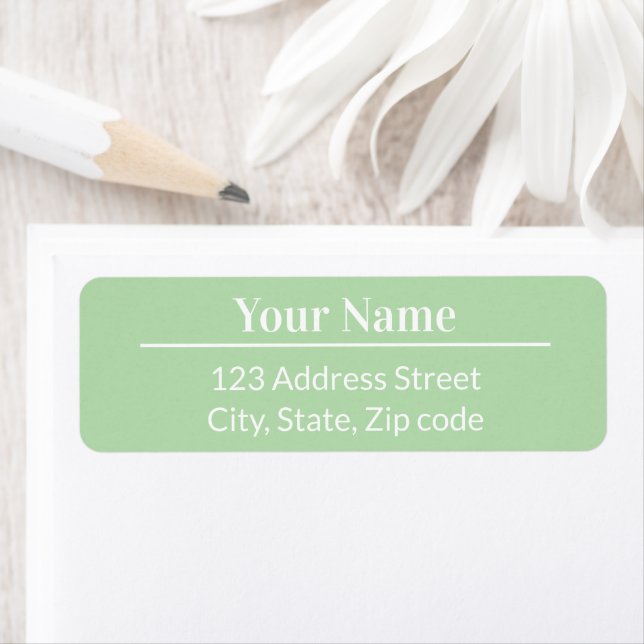 Etiqueta Modern Minimal Pastel Light Green Name Address (Insitu)
