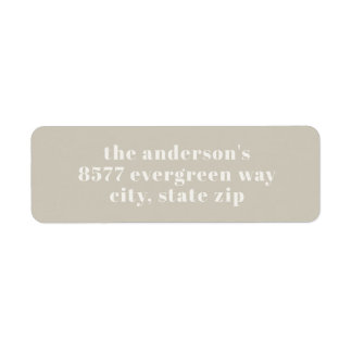 Etiqueta Modern Minimalist Beige Return Address Label
