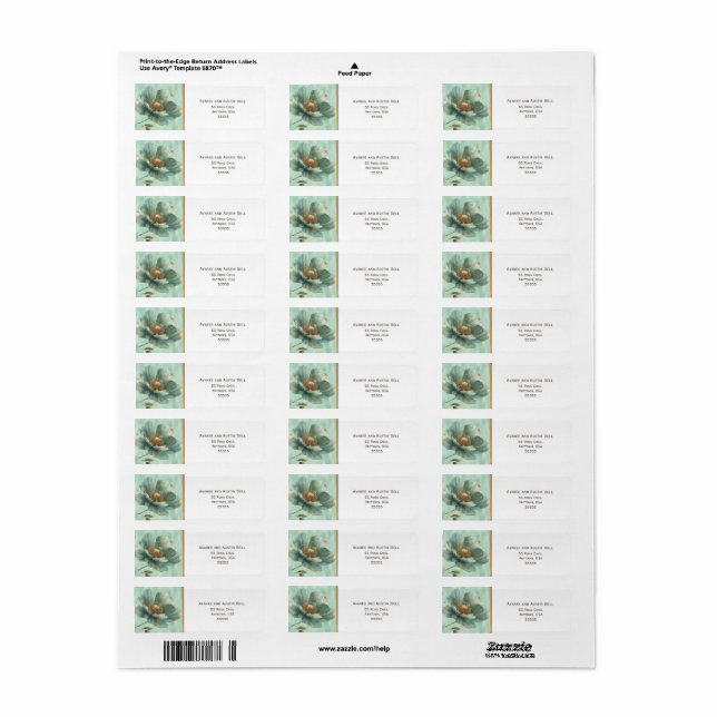 Etiqueta Modern Minimalist Emerald White Address Label (Folha completa)