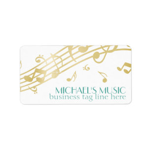 Etiqueta Modern Musical Business Branding Gold Music Notes