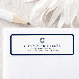 Etiqueta Modern Navy Blue Border Custom Stationery Address