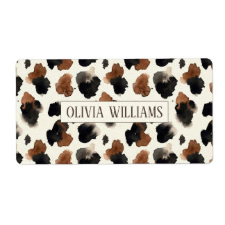 Etiqueta Modern Neutral Chocolate Cow Print Aesthetic
