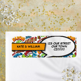 Etiqueta Modern Retro Superherói Comic Book Return Endereço