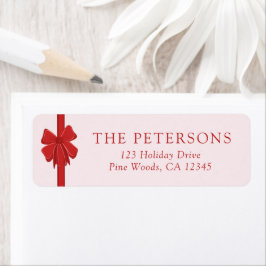 Etiqueta Modern Ribbon Bow Wrapped Christmas Return Address