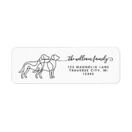 Etiqueta  Modern Script dog silhouette return address 