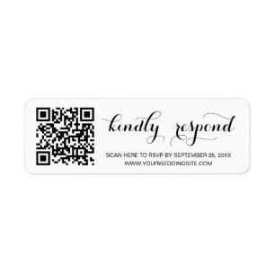 Etiqueta Modern Script Return Label RSVP QR Code