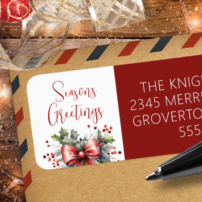 Etiqueta Modern Seasons Saudações Script Arco Vermelho (Criador carregado)